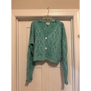 Bibi Front 3 Button Cardigan Chunky Knit Sweater Women's Size XL Boho Chic Y2K